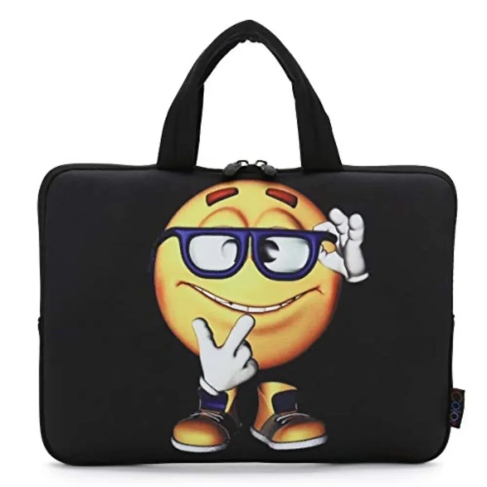 iColor Laptop Neoprene Handle Bag Computer Tablet Protect Case School Emoji Face
